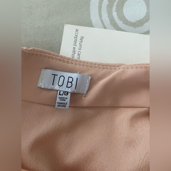 NWT Tobi Andie Blush Pink Pastel Peach Mini Skater Open Cutout Back Dress Large - Picture 15 of 15